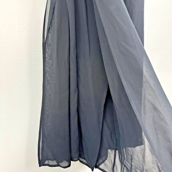 Vtg Tadashi 2pc Taffeta Ruched Blouse Wide Leg Sheer Pant Outfit Womens 4 Formal - Picture 7 of 11